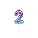 Vela Cumpleaños Estilo Globo Numero 2 Degradado Violeta