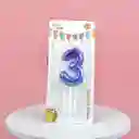 Vela Cumpleaños Estilo Globo Numero 3 Degradado Violeta