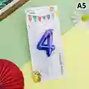 Vela Cumpleaños Estilo Globo Numero 4 Degradado Violeta