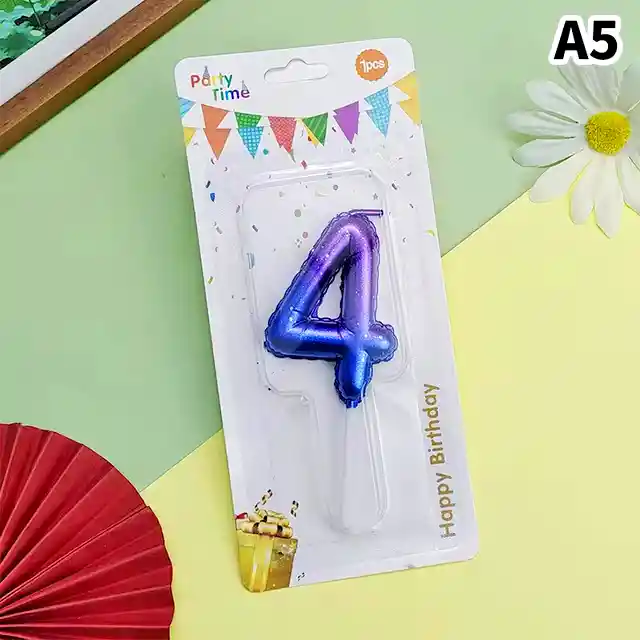 Vela Cumpleaños Estilo Globo Numero 4 Degradado Violeta