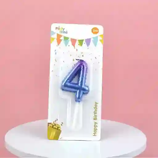 Vela Cumpleaños Estilo Globo Numero 4 Degradado Violeta