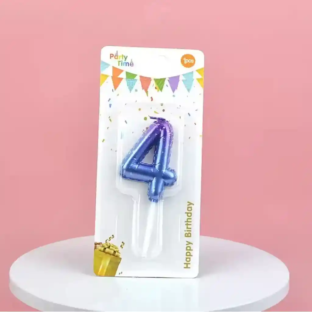 Vela Cumpleaños Estilo Globo Numero 4 Degradado Violeta
