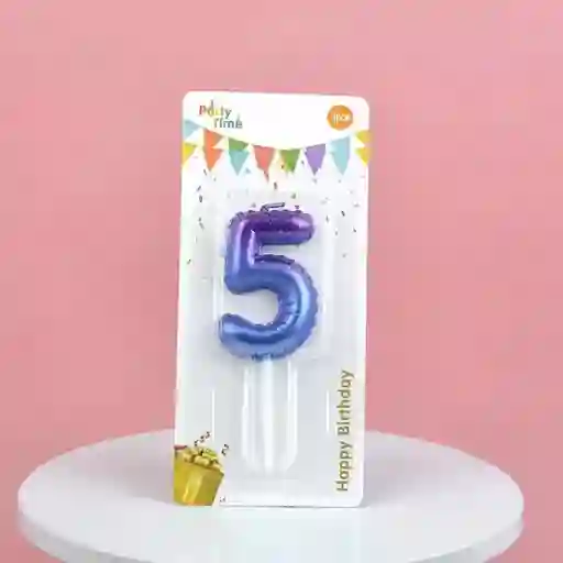 Vela Cumpleaños Estilo Globo Numero 5 Degradado Violeta