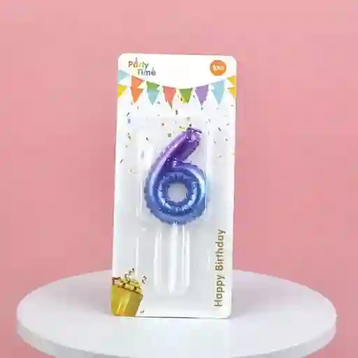 Vela Cumpleaños Estilo Globo Numero 6 Degradado Violeta