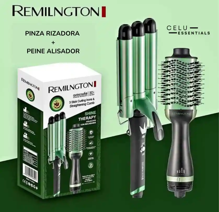 Combo Cepillo Secador Y Rizador Ondas De Sirena Aguacate Remnlington Genérico