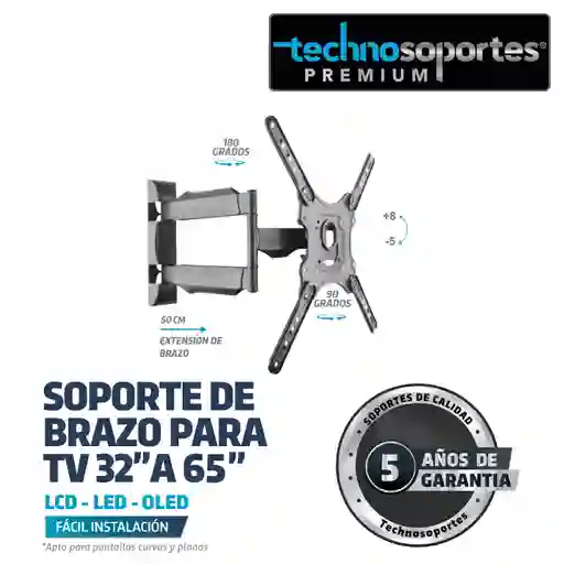 Soporte De Brazo Para Tv 32″ A 65″ Lcd / Led / Plasma +kit De Limpieza Para Dispositivos Electronicos, Incluye Paño De Microfibra Alta Calidad