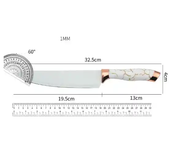 Set De Cuchillos Marmol De Lujo 9 Piezas Qvr09-46 Blanco