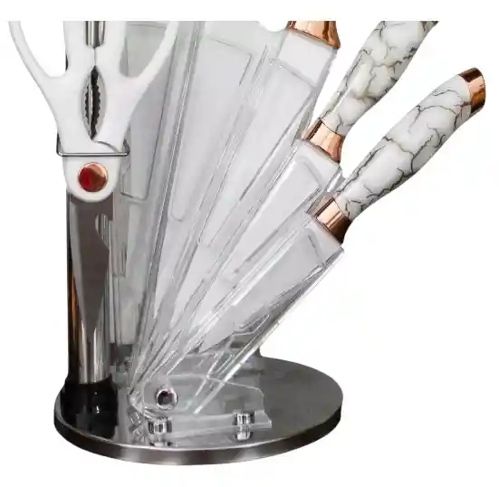Set De Cuchillos Marmol De Lujo 9 Piezas Qvr09-46 Blanco