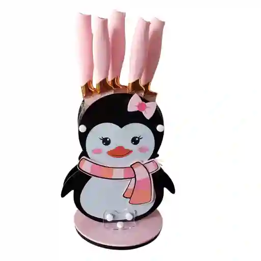 Set De Cuchillos Base Giratoria De Pinguina