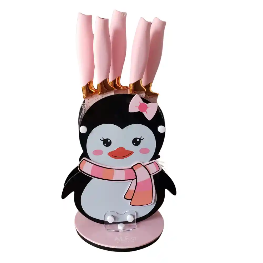 Set De Cuchillos Base Giratoria De Pinguina