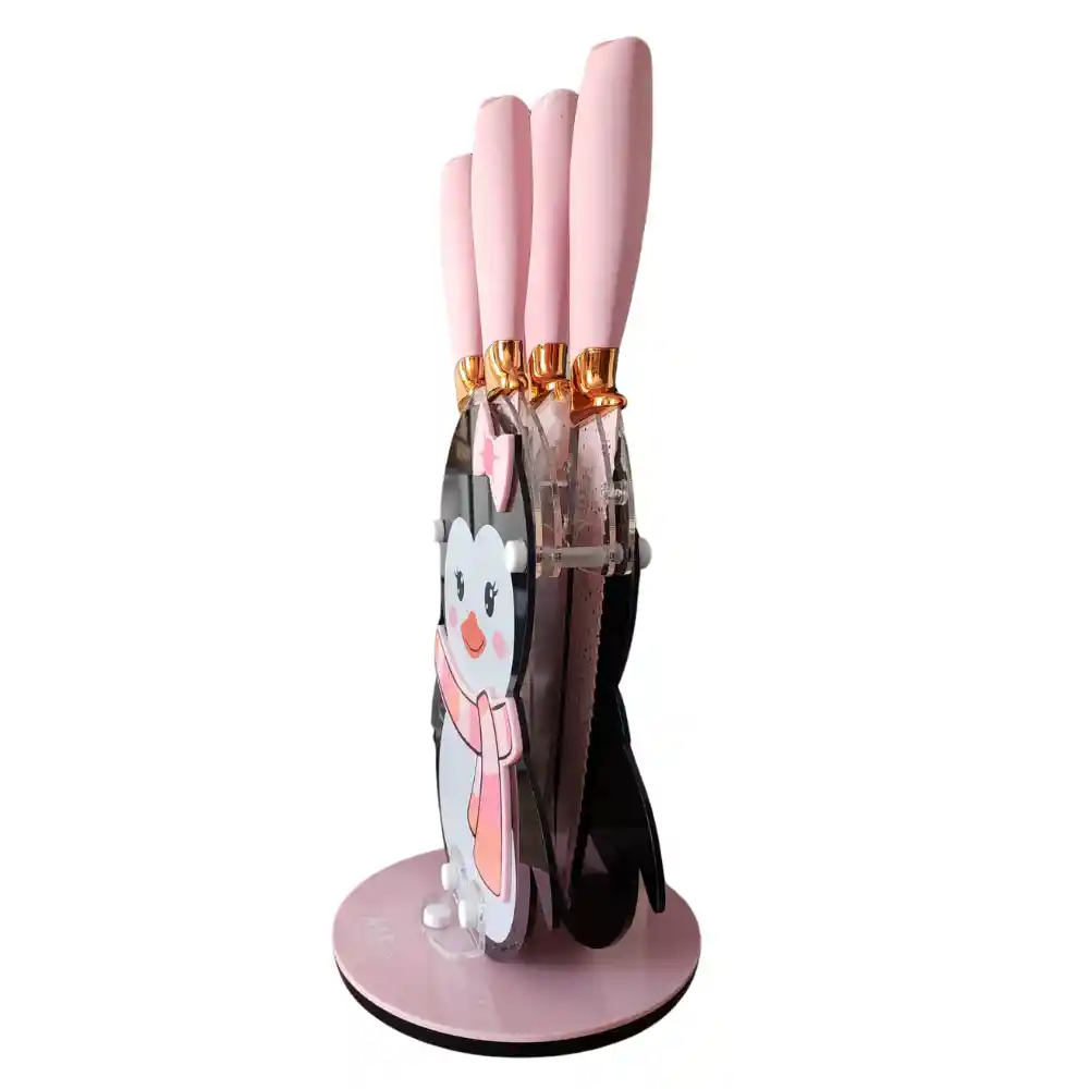 Set De Cuchillos Base Giratoria De Pinguina