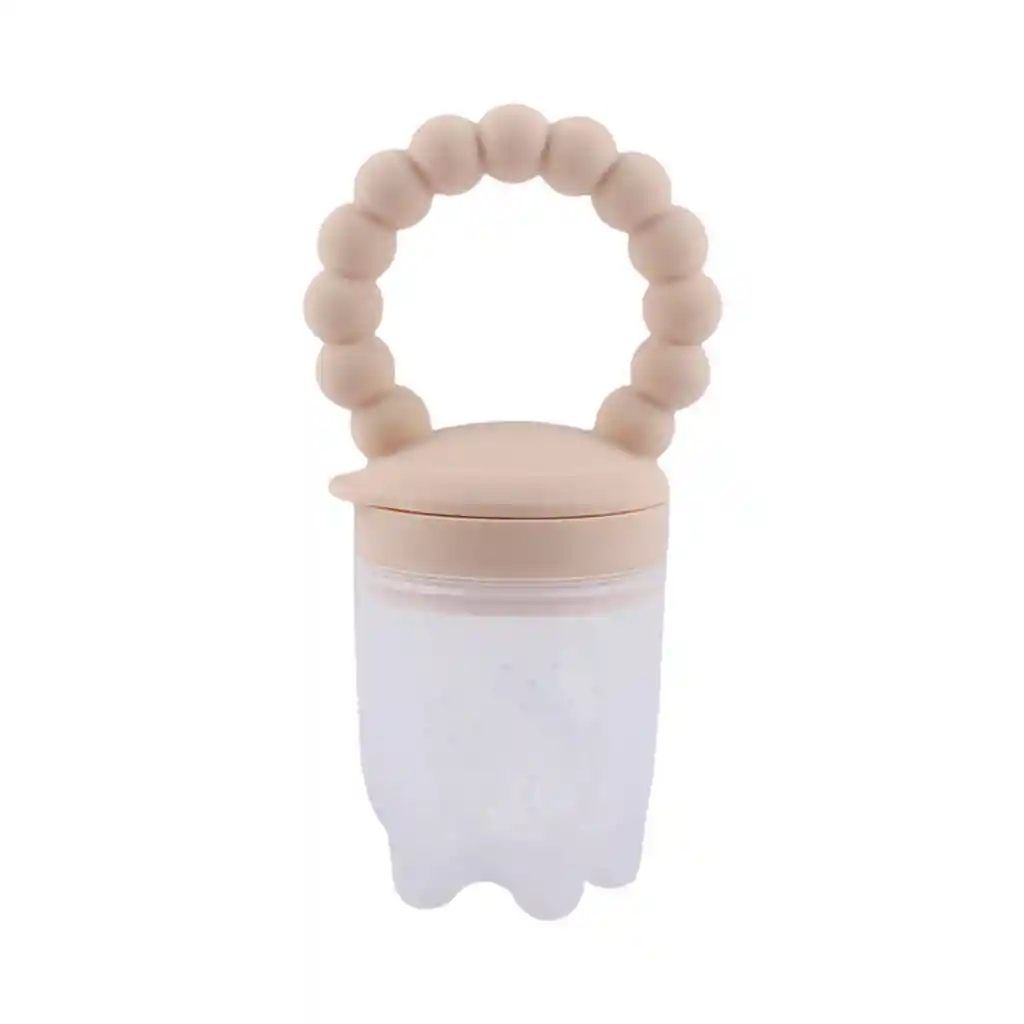 Chupa Para Frutas Color Arena Con Agarradera Rascaencias, Hecha En Silicona 100% Libre De Bpa, Ideal Para Acompañar La Alimentación Complementaria, Para Fruta Picada O Papilla