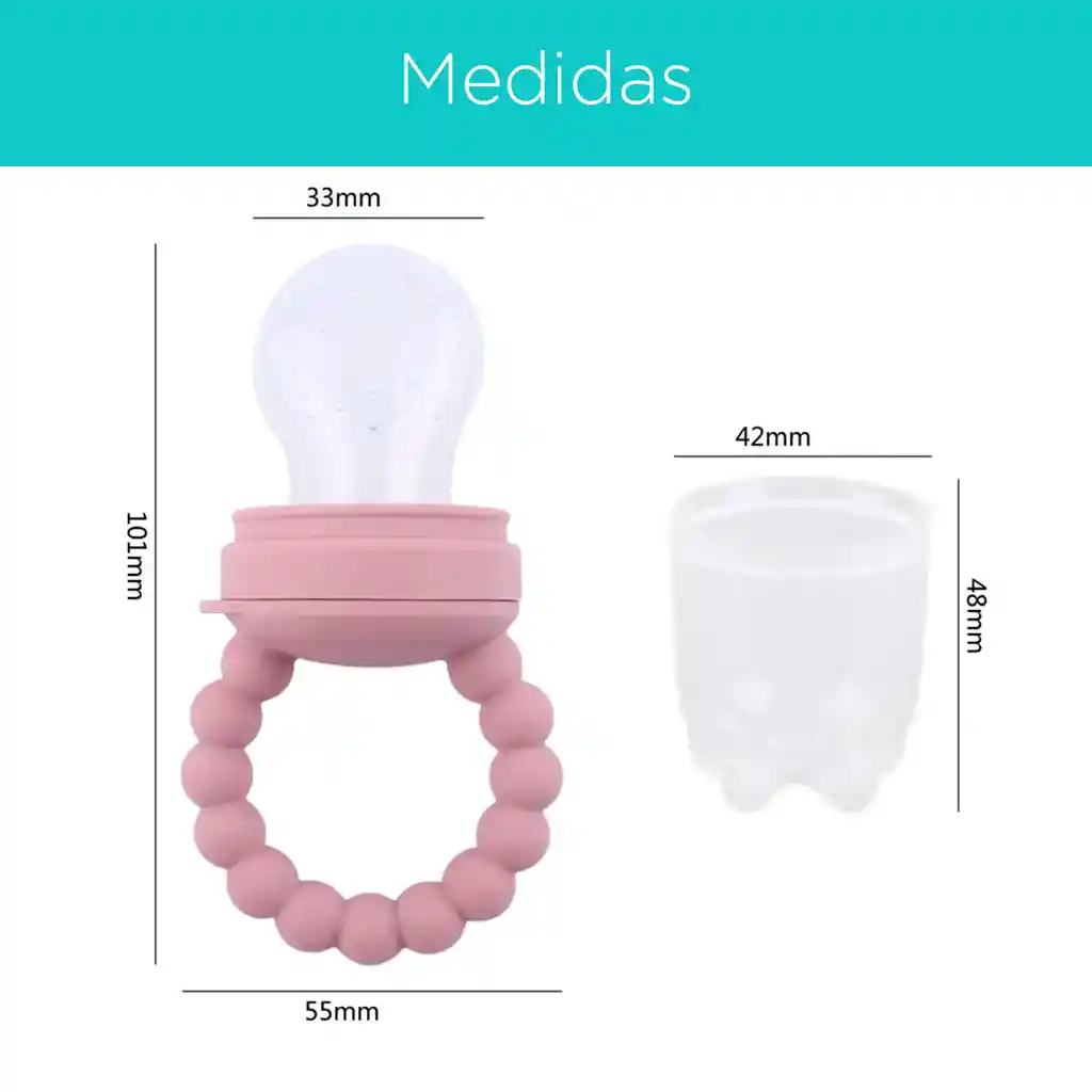 Chupa Para Frutas Color Azul Con Agarradera Rascaencias, Hecha En Silicona 100% Libre De Bpa, Ideal Para Acompañar La Alimentación Complementaria, Para Fruta Picada O Papilla