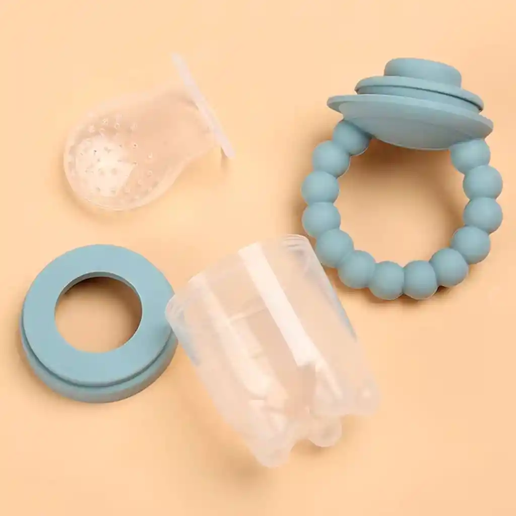 Chupa Para Frutas Color Salmón Con Agarradera Rascaencias, Hecha En Silicona 100% Libre De Bpa, Ideal Para Acompañar La Alimentación Complementaria, Para Fruta Picada O Papilla