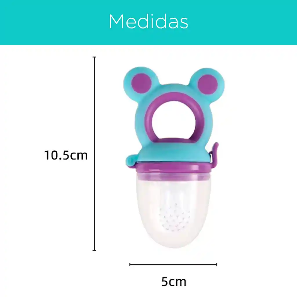 Chupa Para Frutas Color Lila Con Diseño De Orejitas, 100% Libre De Bpa, Ideal Para Alimentación Complementaria, Hecha En Silicona Suave, Colores Vibrantes, Con Seguro Antiderrame - Onlybaby