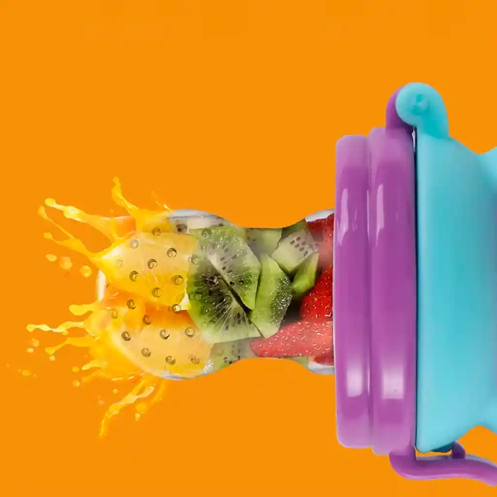 Chupa Para Frutas Color Amarilla Con Diseño De Orejitas, 100% Libre De Bpa, Ideal Para Alimentación Complementaria, Hecha En Silicona Suave, Colores Vibrantes, Con Seguro Antiderrame - Onlybaby