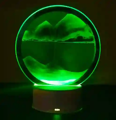 Reloj De Arena Verde Decorativo Con Luz Adorno Casa Mesa Relajante