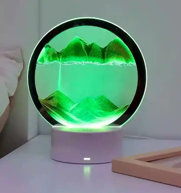 Reloj De Arena Verde Decorativo Con Luz Adorno Casa Mesa Relajante