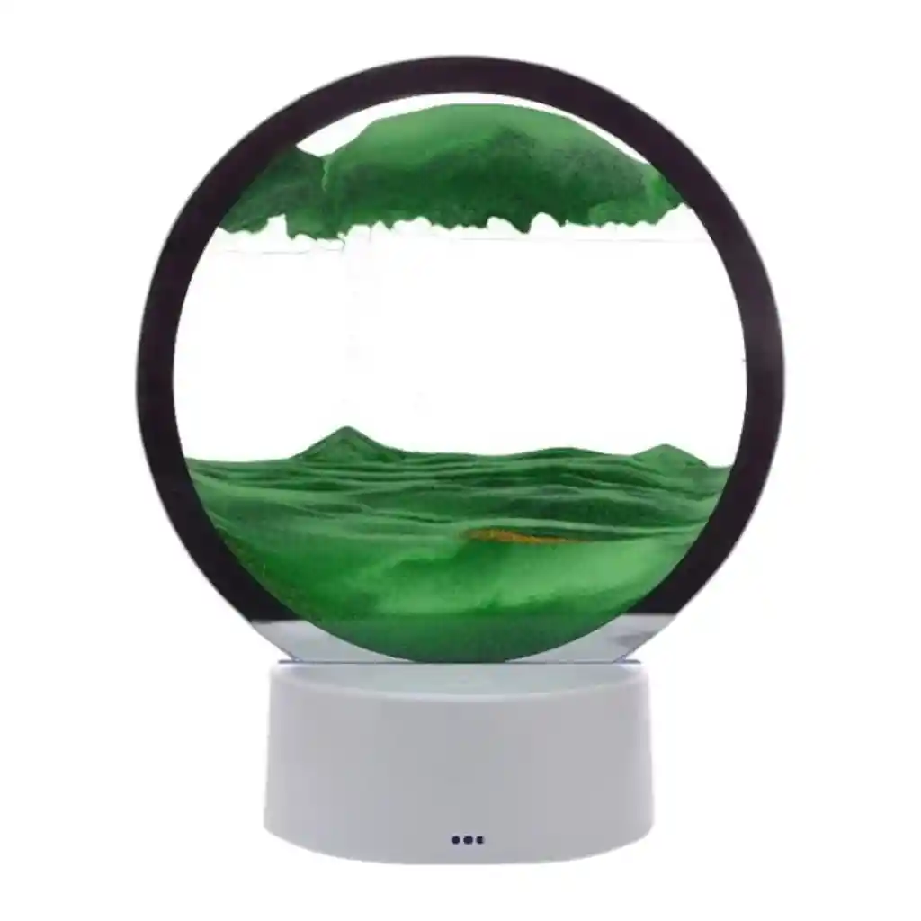 Reloj De Arena Verde Decorativo Con Luz Adorno Casa Mesa Relajante