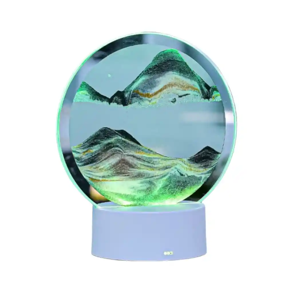 Reloj De Arena Verde Decorativo Con Luz Adorno Casa Mesa Relajante