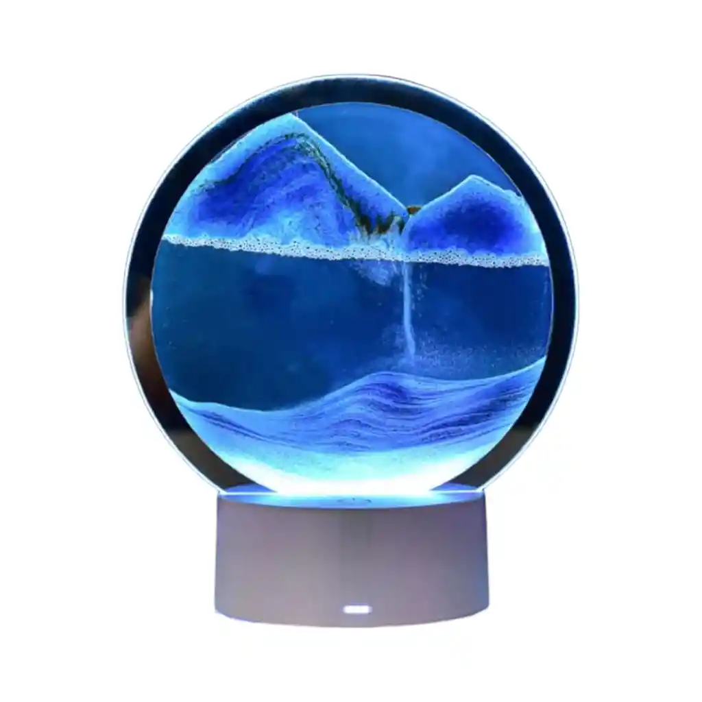 Reloj De Arena Azul Decorativo Con Luz Adorno Casa Mesa Relajante