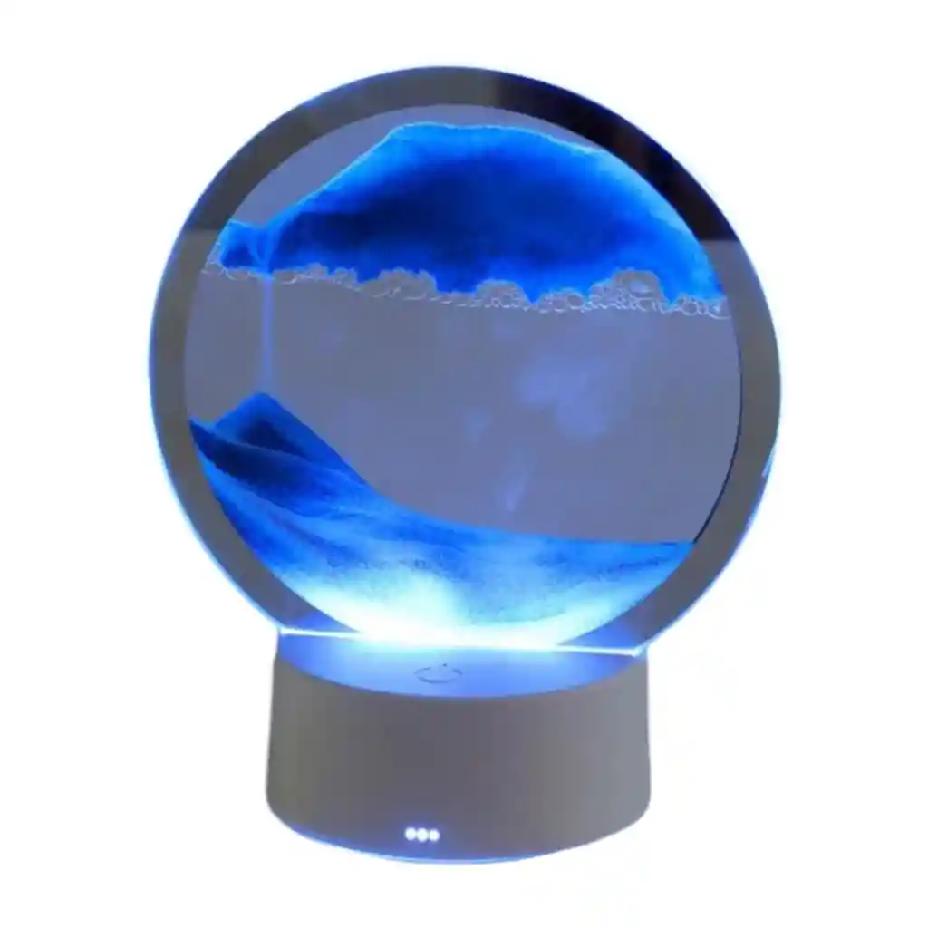 Reloj De Arena Azul Decorativo Con Luz Adorno Casa Mesa Relajante
