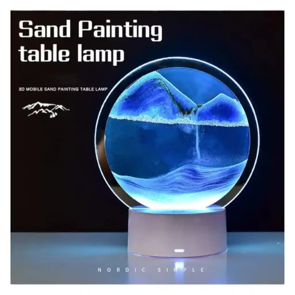 Reloj De Arena Azul Decorativo Con Luz Adorno Casa Mesa Relajante