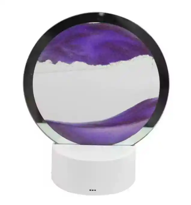 Reloj De Arena Lila Decorativo Con Luz Adorno Casa Mesa Relajante