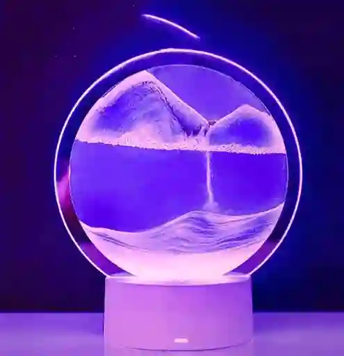 Reloj De Arena Lila Decorativo Con Luz Adorno Casa Mesa Relajante