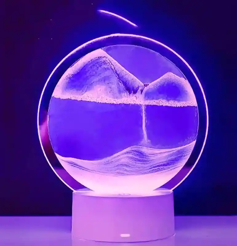 Reloj De Arena Lila Decorativo Con Luz Adorno Casa Mesa Relajante