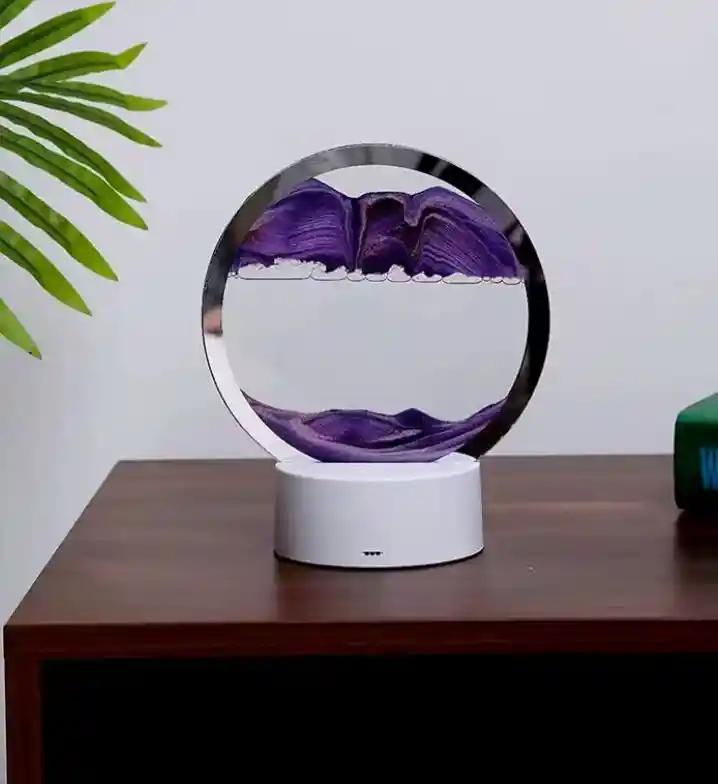 Reloj De Arena Lila Decorativo Con Luz Adorno Casa Mesa Relajante