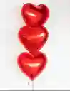 Bouquet De 3 Globos Metalizados Corazón Inflados Con Helio Certificado