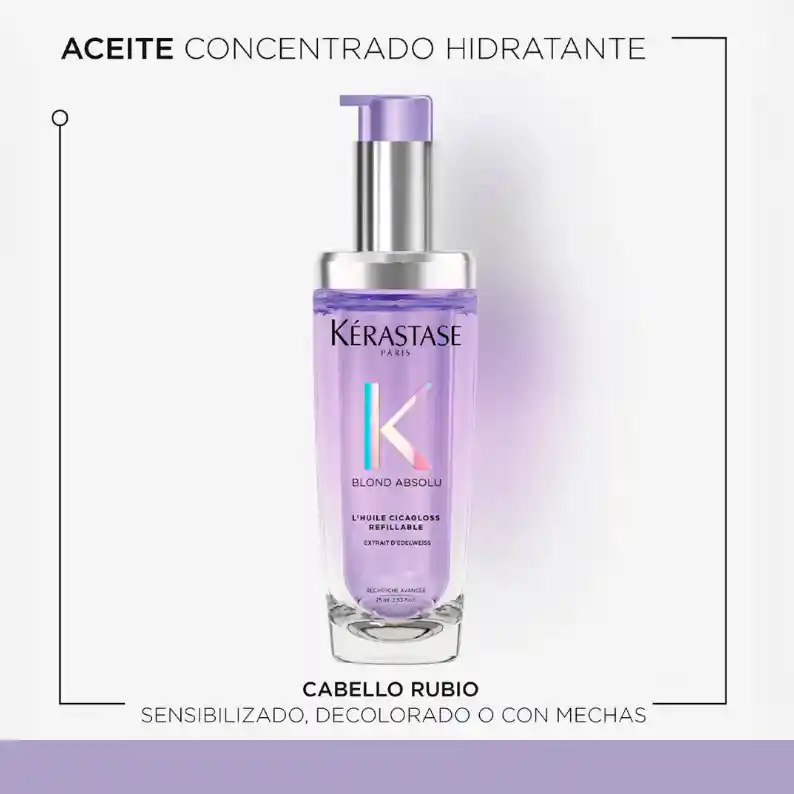 Aceite Fortalecedor E Hidratante Para Cabello Rubio Decolorado Kerastase L´huile Cicagloss – Recargable 75ml