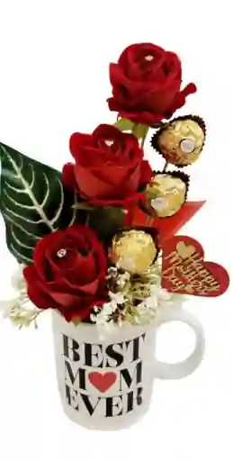 Mug Rosas Y Ferrero, Regalos Dia De La Mujer