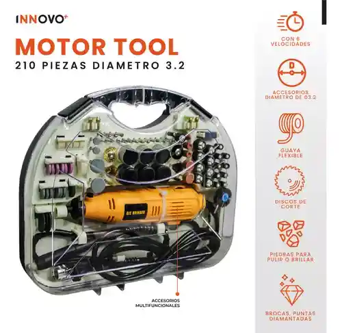 Motor Tool Con Estuche 210 Piezas 400w