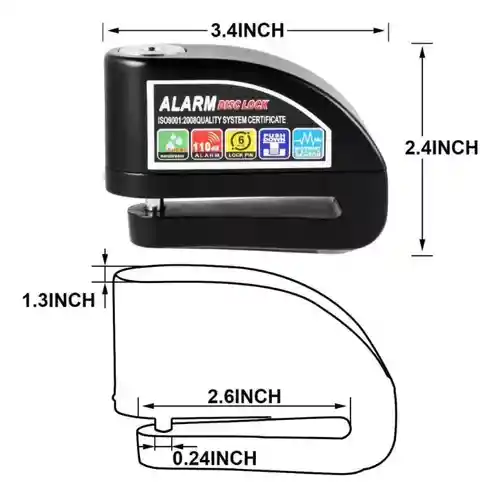 Candado De Seguridad Con Alarma Para Motocicletas 2 Llaves Sensor Shock Anti Atraco