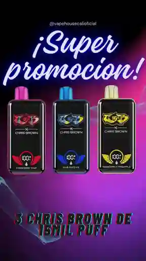 Vape Promocion - 3 Chris Brown 15k - 15.000 Puff C/u - 5% Nicotina