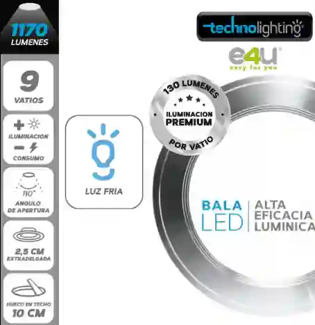 Bala Led 1170lm 9w Lfria Satin