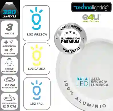 Bala Led 390l 3w L Fria Calida Fresca Blanca