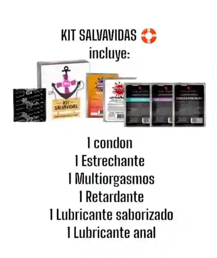 Lubricantes Kit Salvavidas 6u (anal, Estrechabte, Multiorgasmos, Saborizante, Retardante Y Condon)