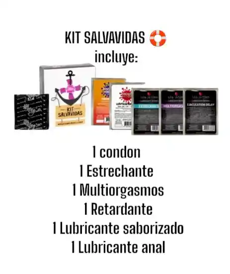 Lubricantes Kit Salvavidas 6u (anal, Estrechabte, Multiorgasmos, Saborizante, Retardante Y Condon)