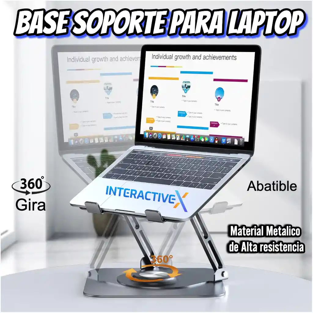 Base Para Portatil / Soporte Portatil / Soporte Giratorio De Aluminio Para Laptop 360° / Base Soporte Portátil Laptop Aluminio Giratoria