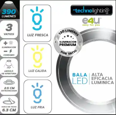 Bala Led 390l 3w L Fria Calida Fresca Satin