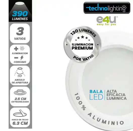 Bala Led 390l 3w L Fria Calida Fresca Satin