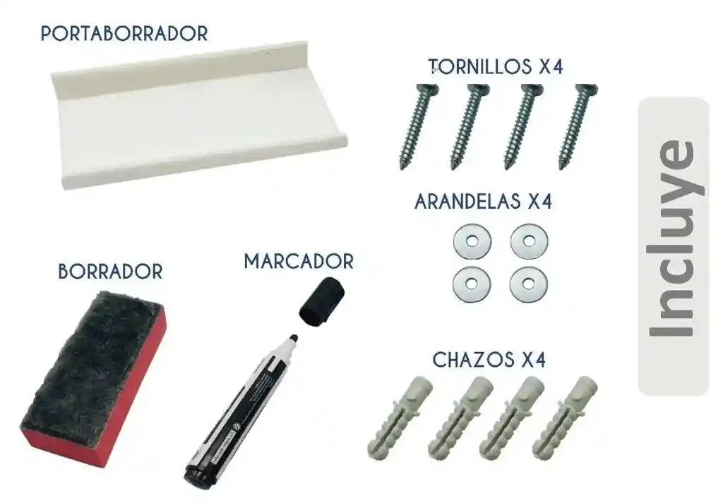 Tablero Borrable Cuadriculado Acrílico 60x40 Cm + Accesorios Marco En Aluminio