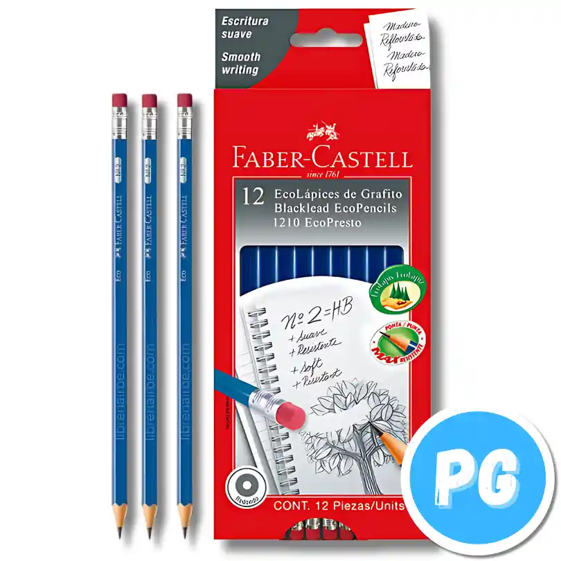 Caja Lapiz Faber Castell Hb #2 X12 Negro Diseño Azul