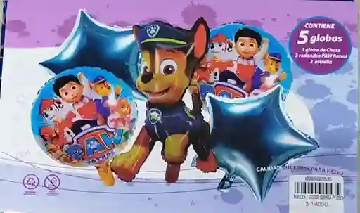 Bouquet Globo Bomba Personaje Infantil Chase Perros Pow Patrol X5
