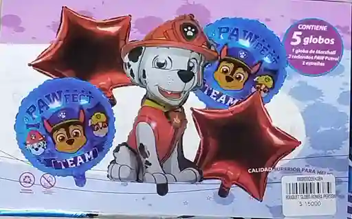 Bouquet Globo Bomba Personaje Infantil Marshall Perros Pow Patrol X5
