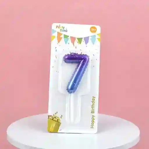 Vela Cumpleaños Estilo Globo Numero 7 Degradado Violeta