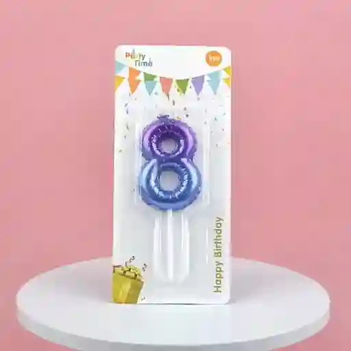 Vela Cumpleaños Estilo Globo Numero 8 Degradado Violeta